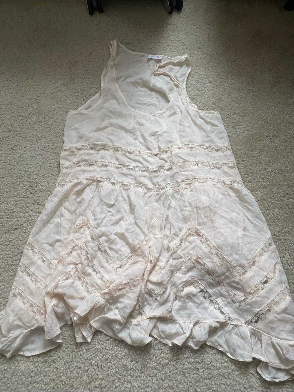 Free people cover up beach Cream Lace-Trim Sleeveless Dress M
